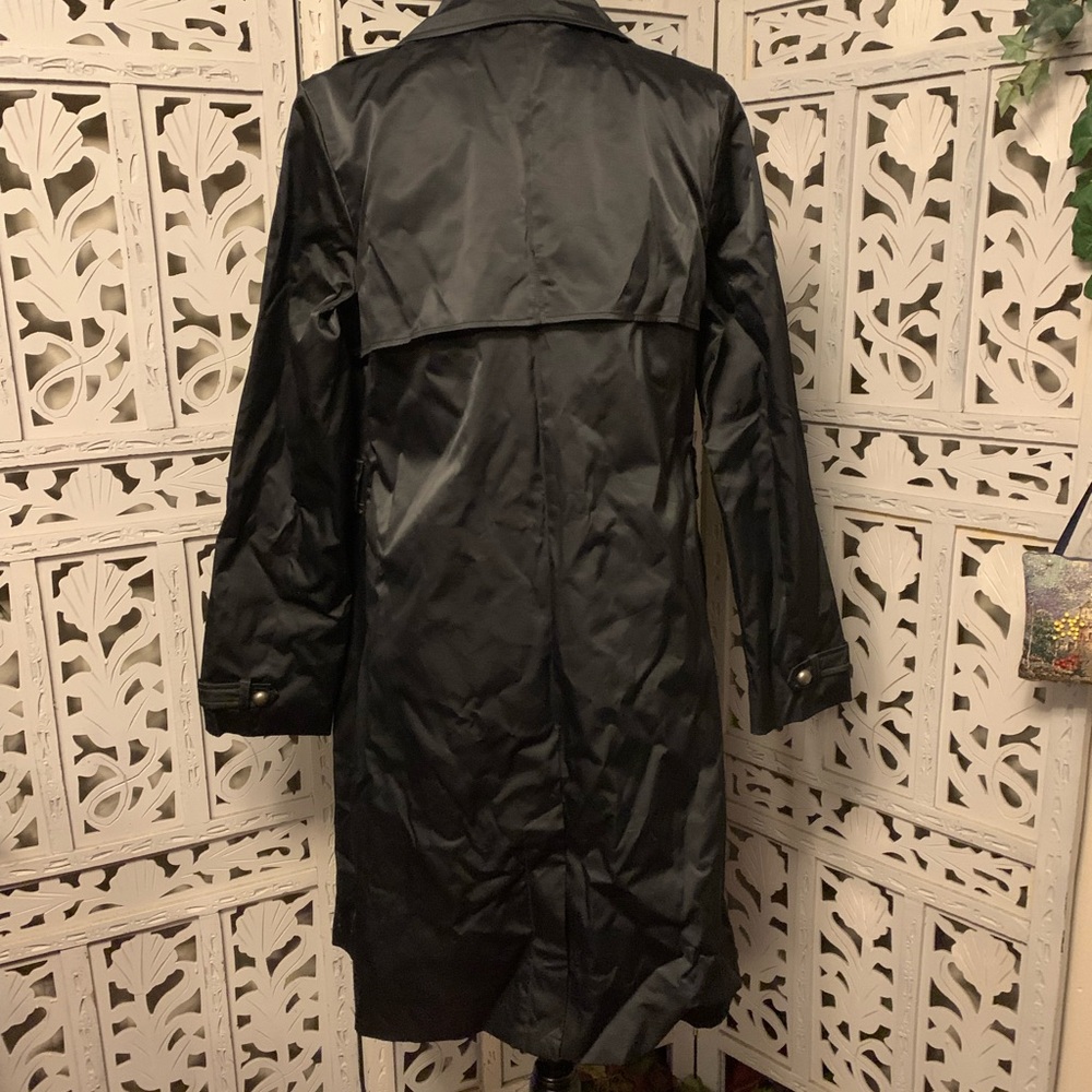 MOSSIMO SUPER NICE SHINY BLACK BUTTON UP LONG SLEEVE LONG COAT - Picture 6 of 9